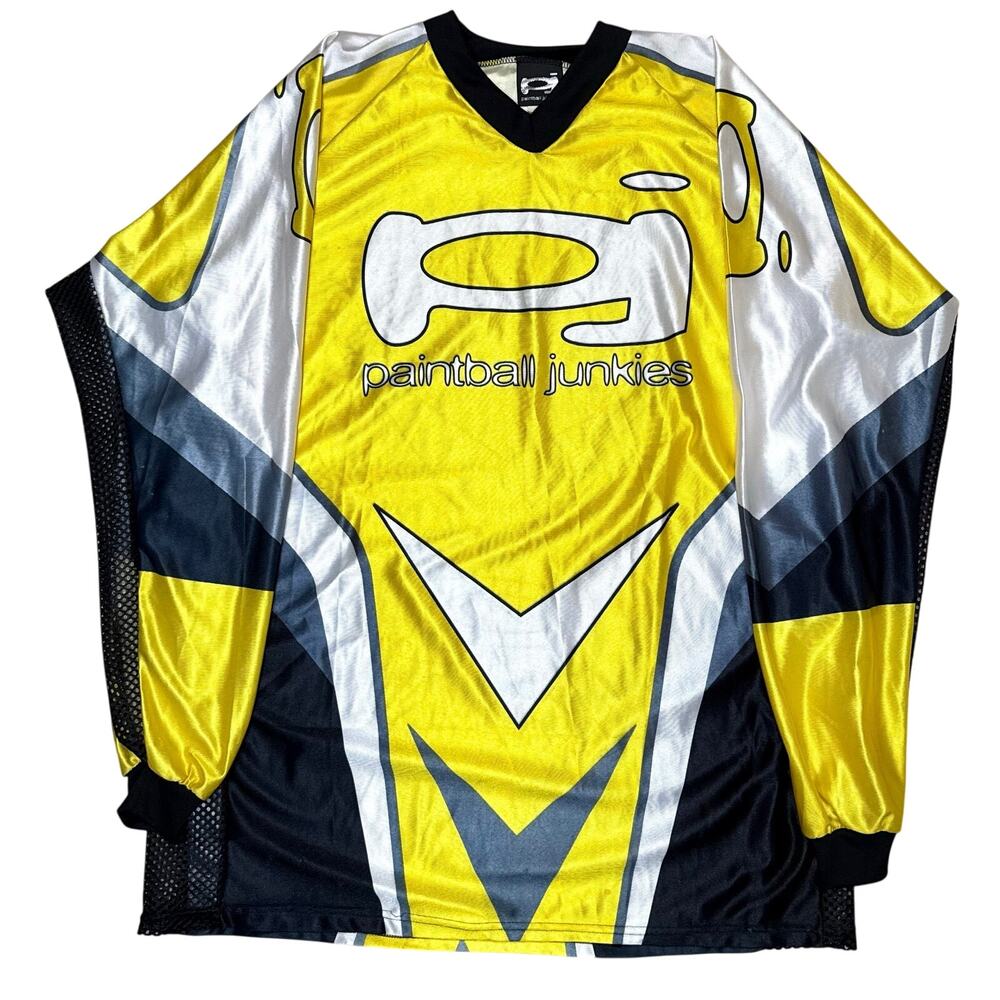 Vintage Paintball Junkies Jersey Long Sleeve Unisex Size L Y2K Athletic Pullover